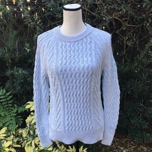 GAP Women's Size XS Light Blue Cable Knit Crew Neck Casual Sweater